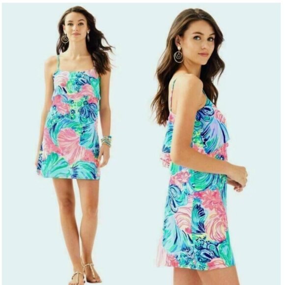 Lilly Pulitzer Lexi Slip Dress Multi Beach Please Print Size Medium EUC - Picture 11 of 11
